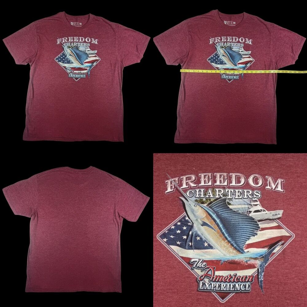 Newport Blue Freedom Charters American Experience Size XL T-Shirt Short Sleeve